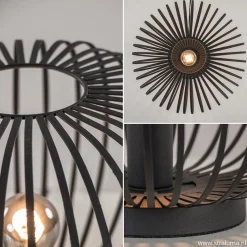 Straluma Moderne draad tafellamp rond mat zwart><noscript><img width=