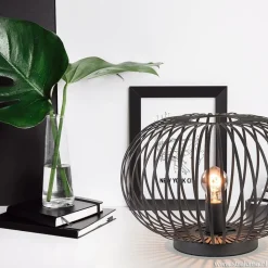 Straluma Moderne draad tafellamp rond mat zwart><noscript><img width=