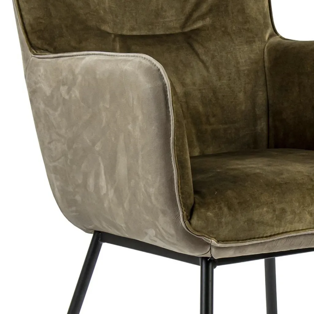 Straluma Moderne eetkamerstoel leder met stoffen zitting> Eetkamerstoelen