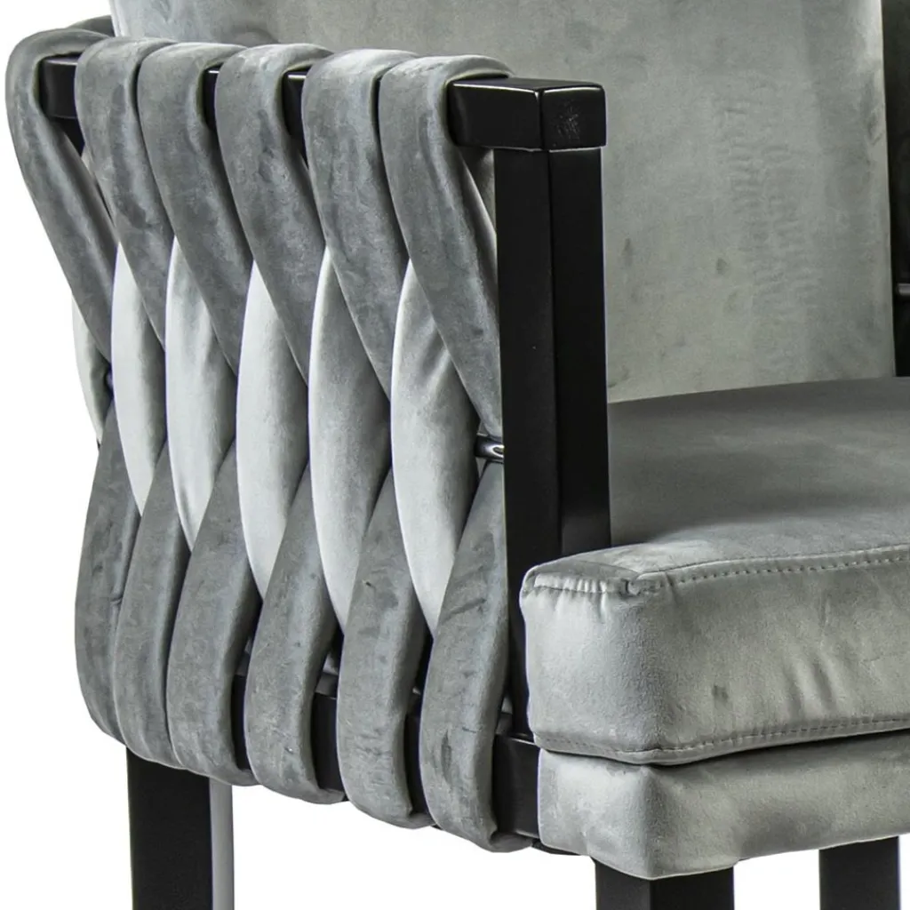 Straluma Moderne eetkamerstoel verlours grijs met zwart> Eetkamerstoelen