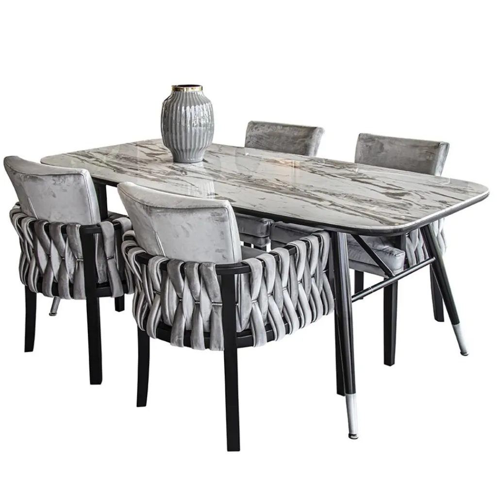 Straluma Moderne eetkamerstoel verlours grijs met zwart> Eetkamerstoelen