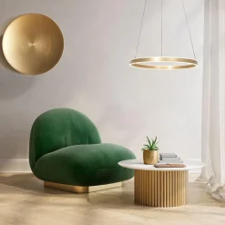 Straluma Moderne hanglamp ring goud met geïntegreerd LED></noscript> Hanglampen|Eettafellampen