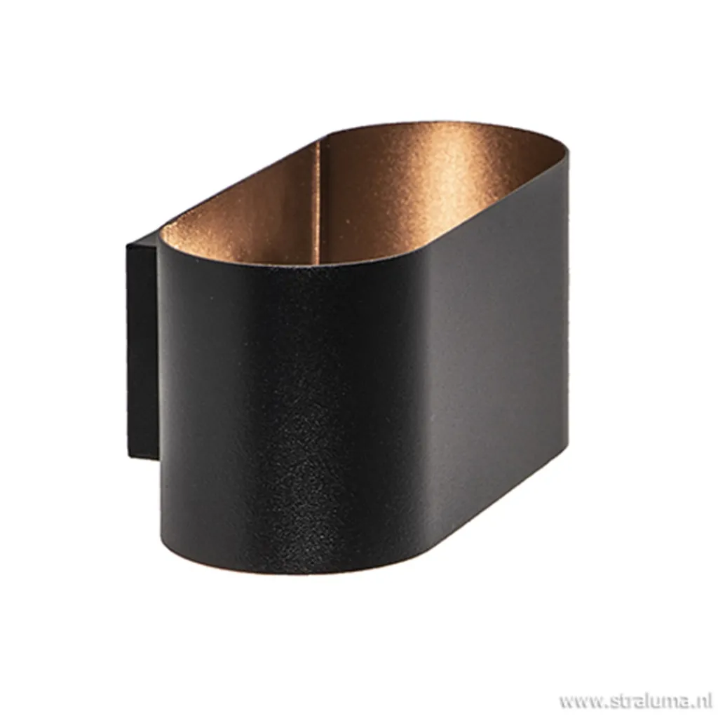 Straluma Moderne kleine wandlamp ovaal zwart> Slaapkamerlampen|Keukenverlichting