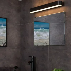 Straluma Moderne LED badkamer wandlamp zwart 60 cm><noscript><img width=