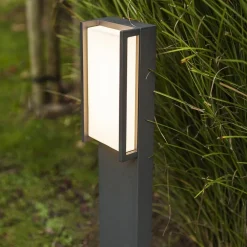 Straluma Moderne LED buitenpaal grijs rechthoek IP54></noscript> Buitenlampen