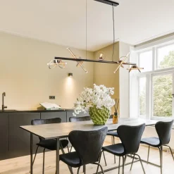 Straluma Moderne LED design hanglamp zwart met goud></noscript> Hanglampen|Eettafellampen