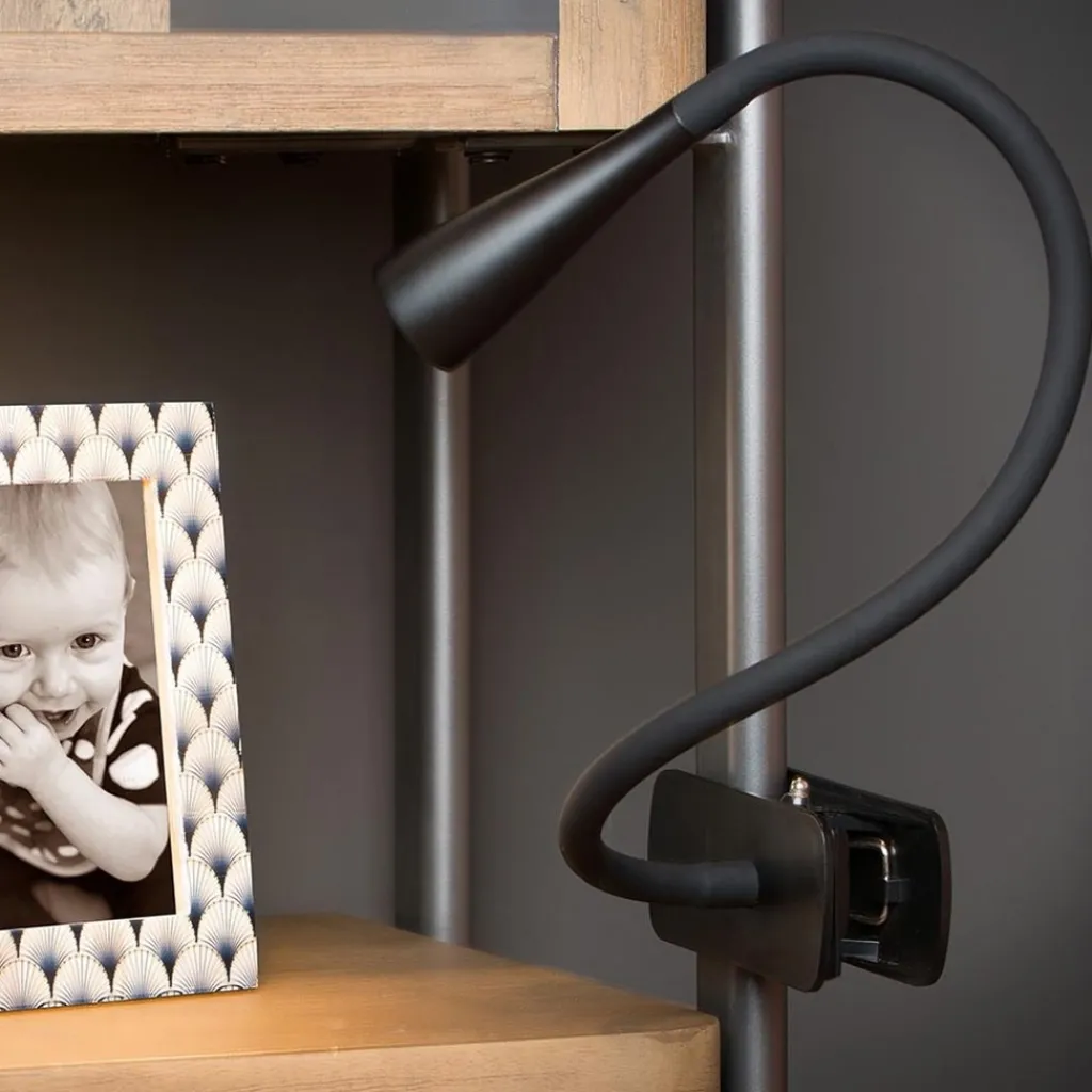 Straluma Moderne LED klemlamp zwart inclusief dimbaar LED> Woonkamerlampen|Tienerkamerlampen