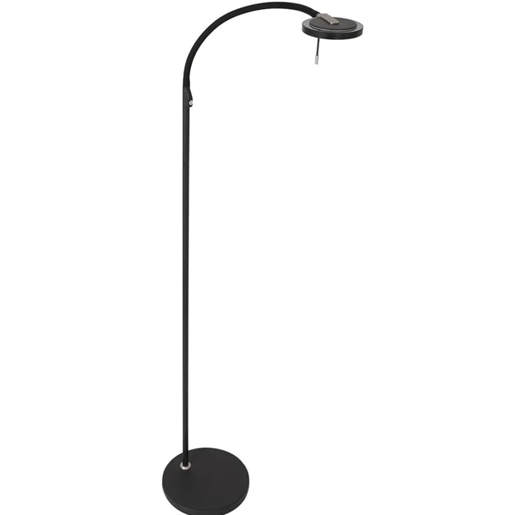 Straluma Moderne LED leeslamp zwart met smoke glas dimbaar> Vloerlampen|Leeslampen