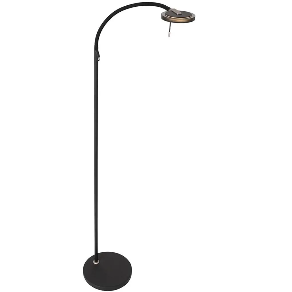 Straluma Moderne LED leeslamp zwart met smoke glas dimbaar> Vloerlampen|Leeslampen