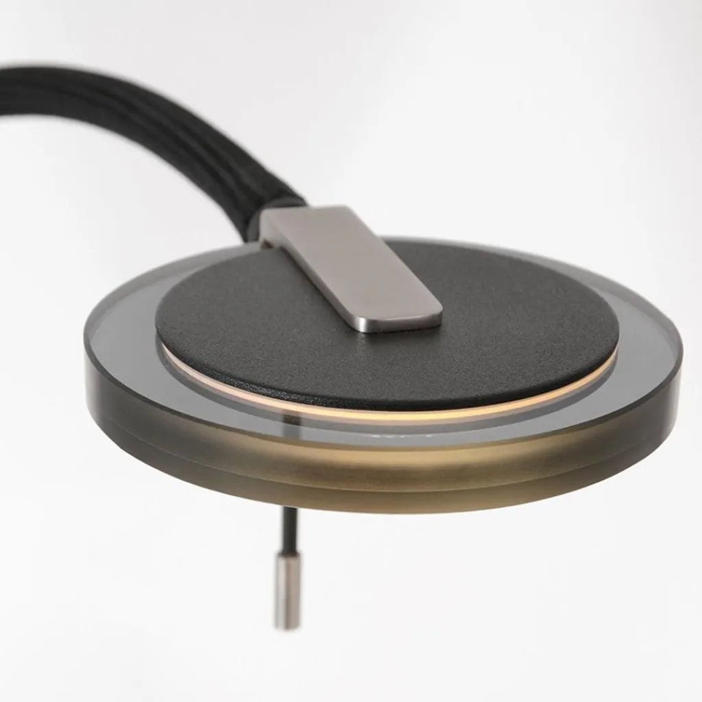 Straluma Moderne LED leeslamp zwart met smoke glas dimbaar> Vloerlampen|Leeslampen