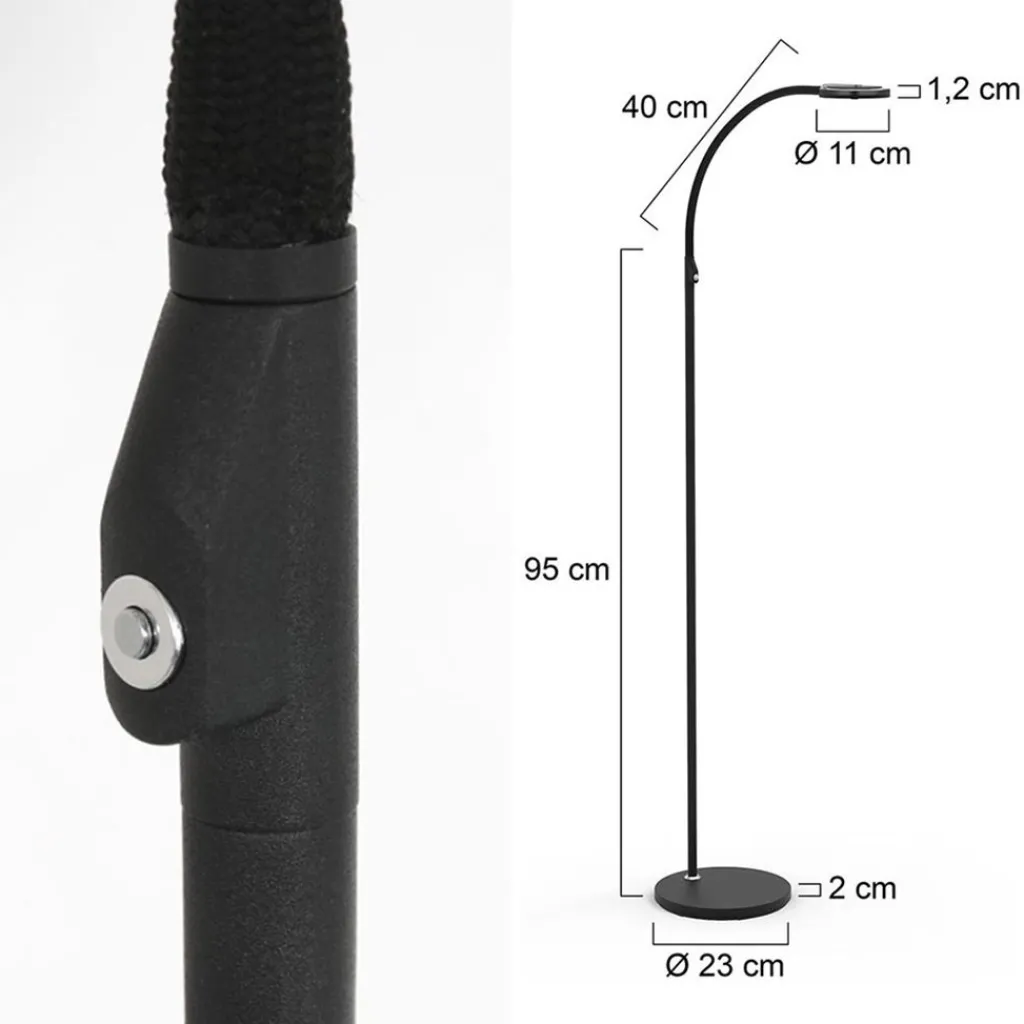 Straluma Moderne LED leeslamp zwart met smoke glas dimbaar> Vloerlampen|Leeslampen