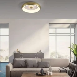 Straluma Moderne LED plafondlamp mat goud met remote dimbaar><noscript><img width=