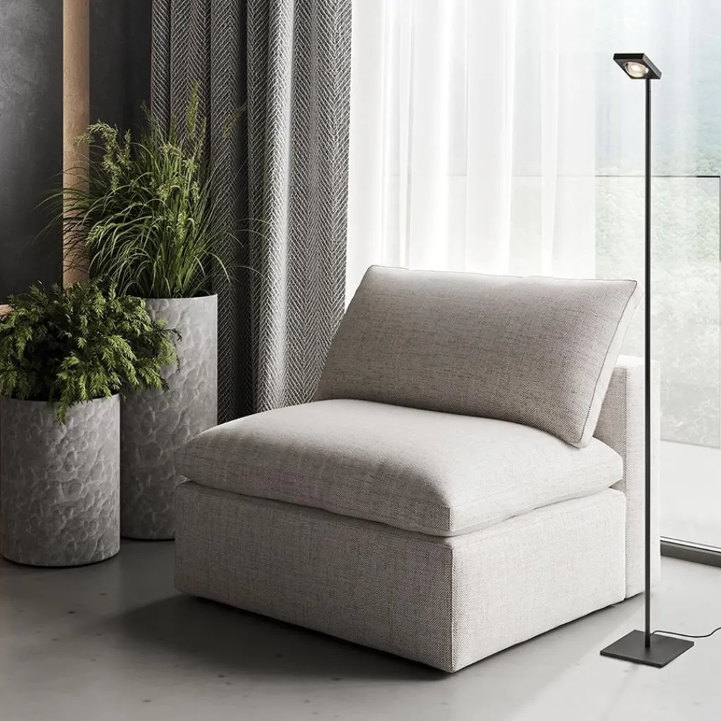 Straluma Moderne LED vloerlamp lens zwart verstelbaar> Vloerlampen|Leeslampen