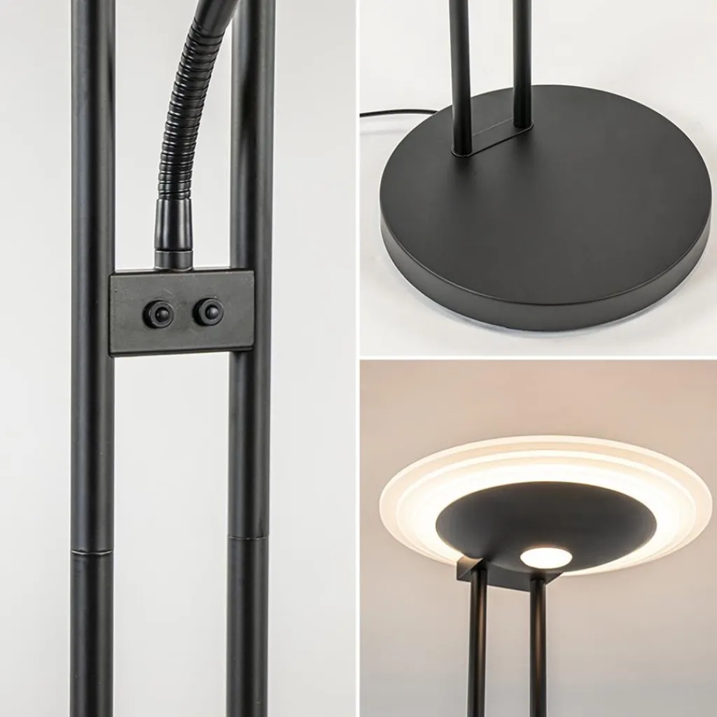 Straluma Moderne LED vloerlamp met uplighter en leeslamp mat zwart> Vloerlampen|Leeslampen