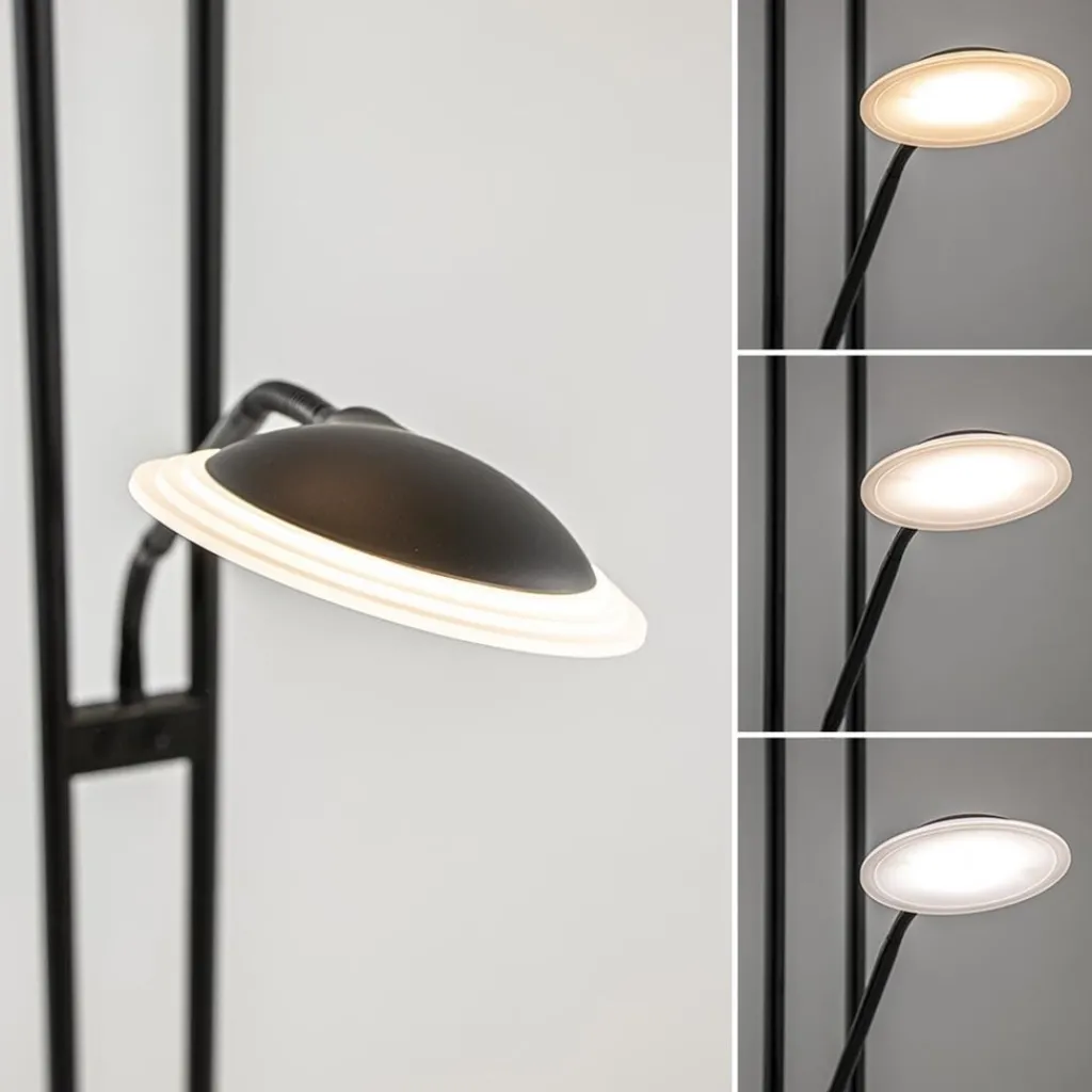Straluma Moderne LED vloerlamp met uplighter en leeslamp mat zwart> Vloerlampen|Leeslampen