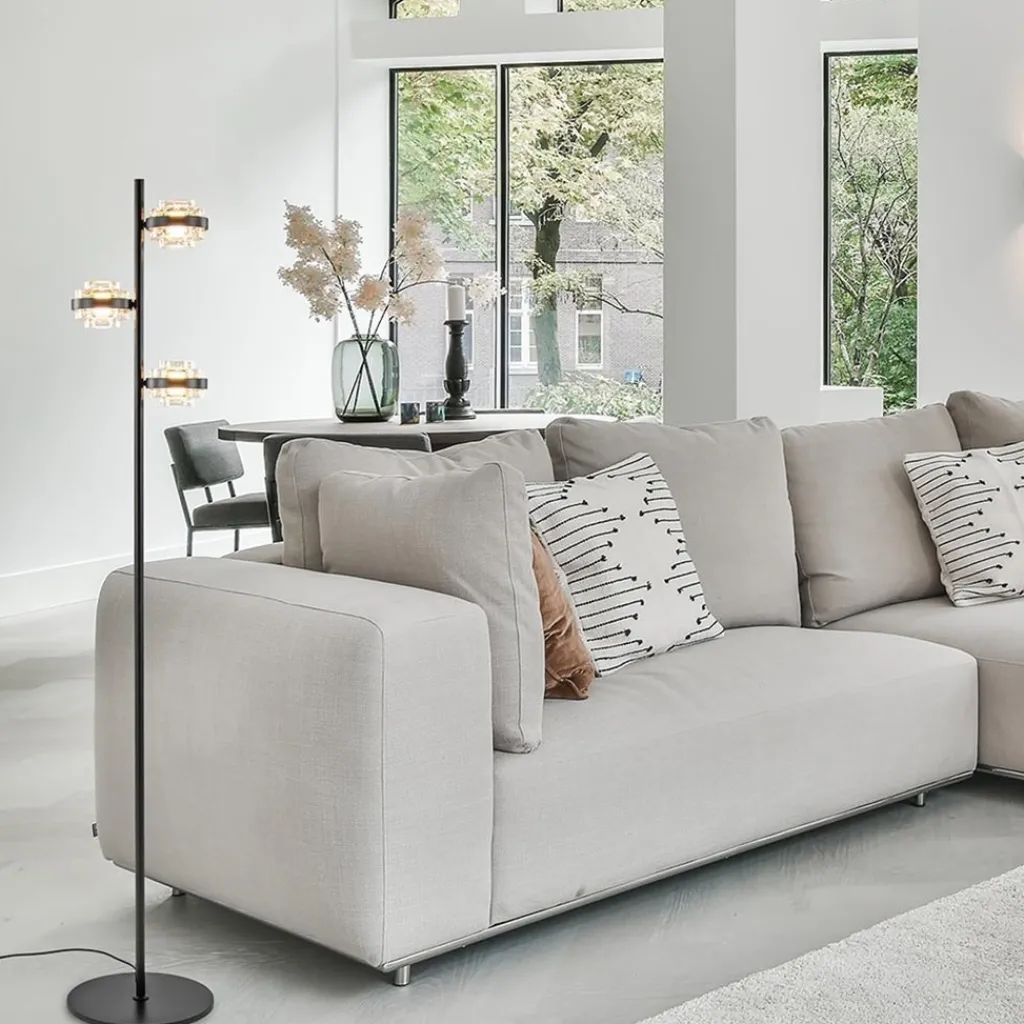 Straluma Moderne LED vloerlamp zwart/champagne dimbaar> Vloerlampen|LED Vloerlampen