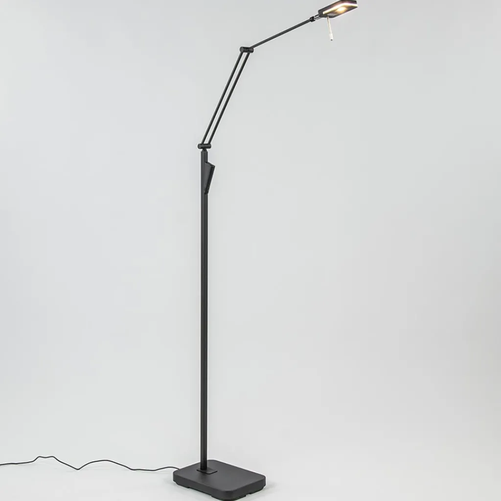 Straluma Moderne LED vloerlamp zwart met verstelbare arm> Vloerlampen|Leeslampen