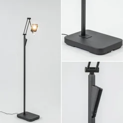 Straluma Moderne LED vloerlamp zwart met verstelbare arm><noscript><img width=