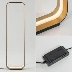 Straluma Moderne LED vloerlamp zwart/goud dim to warm><noscript><img width=