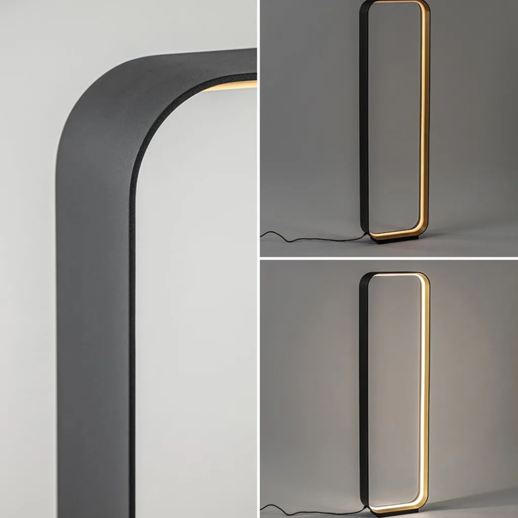 Straluma Moderne LED vloerlamp zwart/goud dim to warm> Vloerlampen|LED Vloerlampen