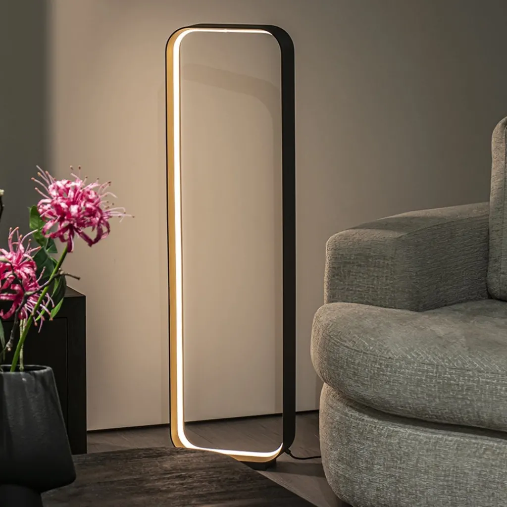 Straluma Moderne LED vloerlamp zwart/goud dim to warm> Vloerlampen|LED Vloerlampen