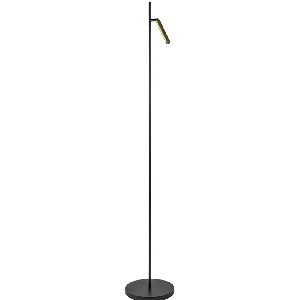Straluma Moderne LED vloerlamp zwart met gouden spot> Vloerlampen|Leeslampen