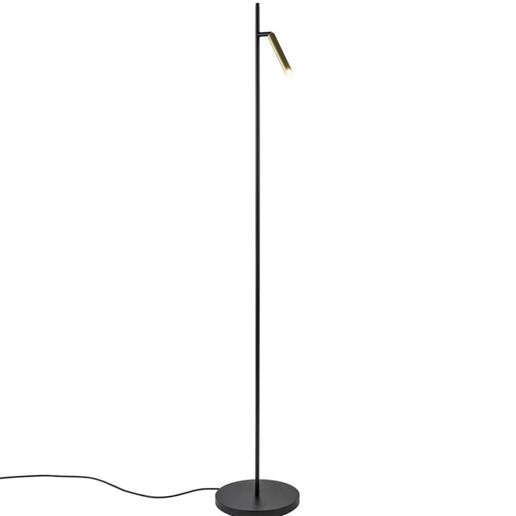 Straluma Moderne LED vloerlamp zwart met gouden spot> Vloerlampen|Leeslampen