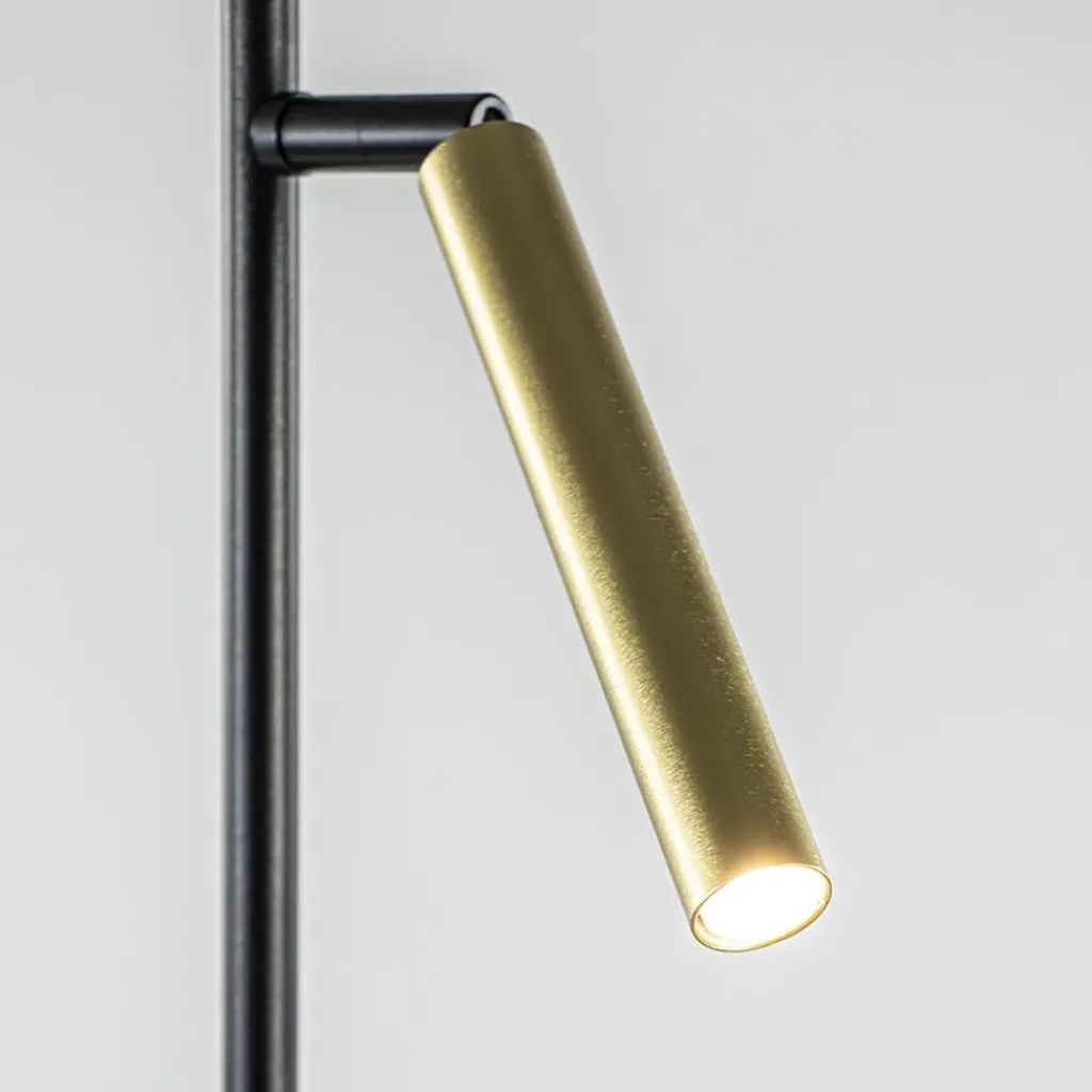 Straluma Moderne LED vloerlamp zwart met gouden spot> Vloerlampen|Leeslampen