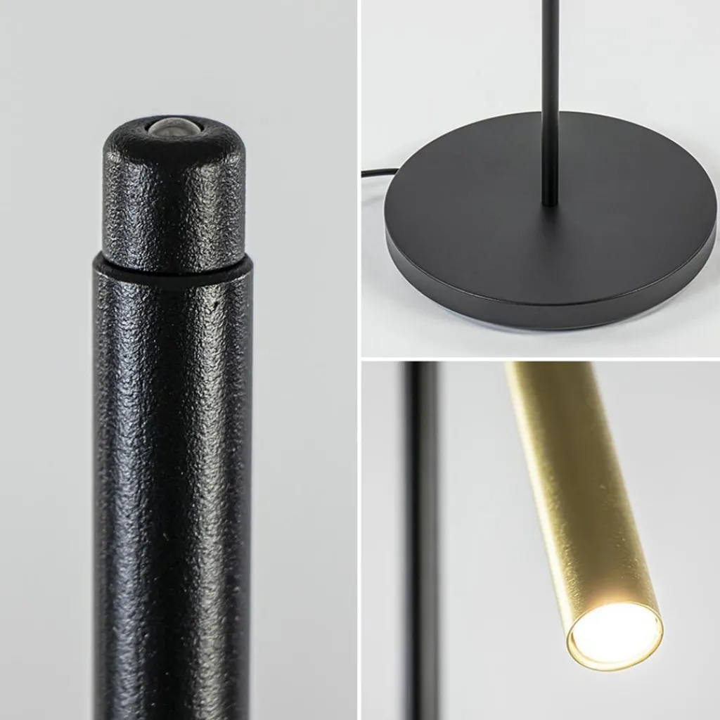 Straluma Moderne LED vloerlamp zwart met gouden spot> Vloerlampen|Leeslampen
