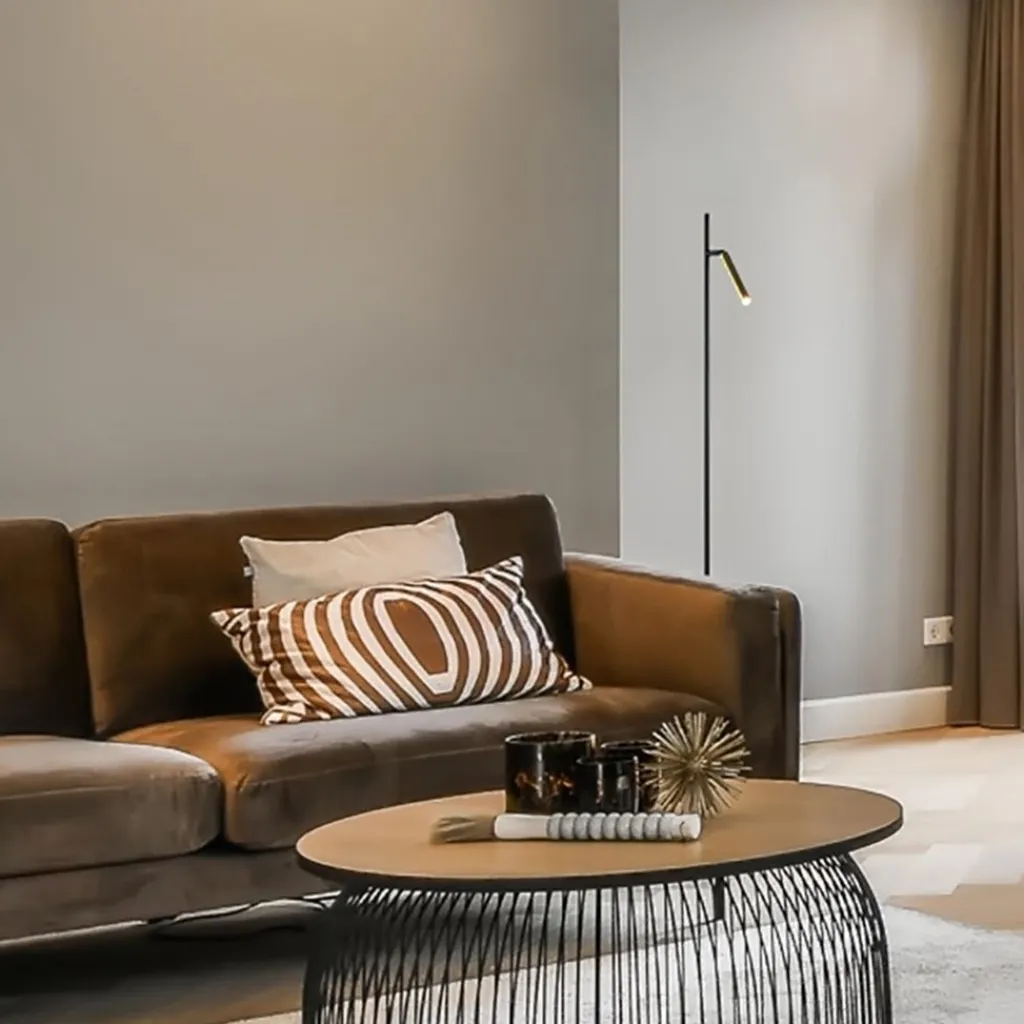 Straluma Moderne LED vloerlamp zwart met gouden spot> Vloerlampen|Leeslampen