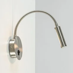 Straluma Moderne LED wandlamp nikkel met flexibele arm> Wandlampen|Bedlampjes