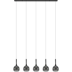 Straluma Moderne 5-lichts eettafelhanglamp zwart met dubbel glas> Eettafellampen|Pendel Lampen