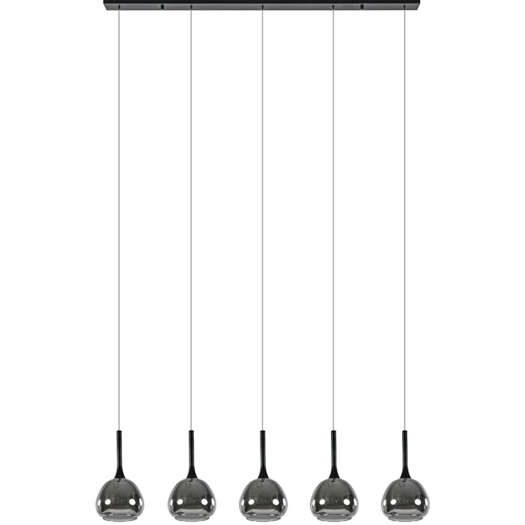 Straluma Moderne 5-lichts eettafelhanglamp zwart met dubbel glas> Eettafellampen|Pendel Lampen