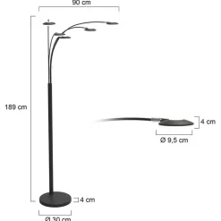 Straluma Moderne 5-lichts LED vloerlamp zwart><noscript><img width=