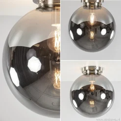 Straluma Moderne plafondlamp nikkel met smokey glas><noscript><img width=