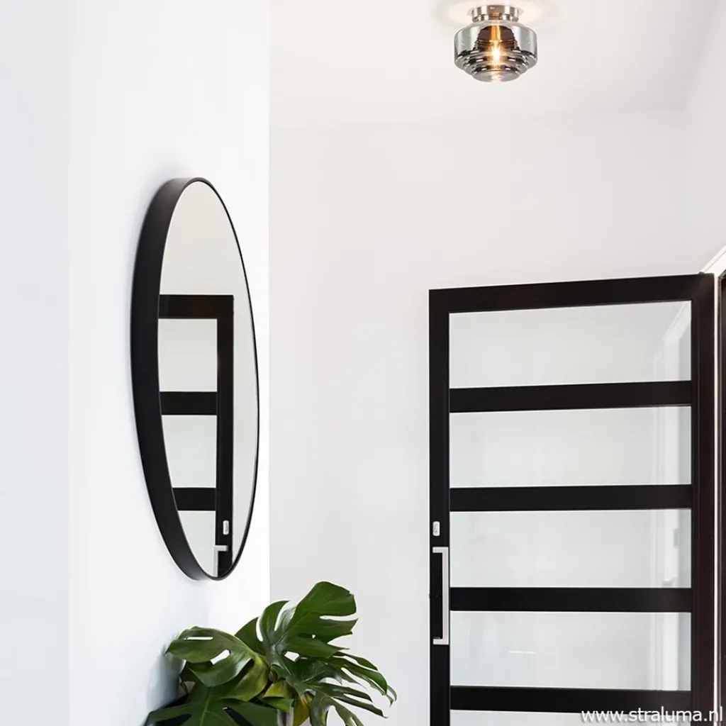 Straluma Moderne plafondlamp nikkel met smokey glas> Keukenverlichting|Halverlichting