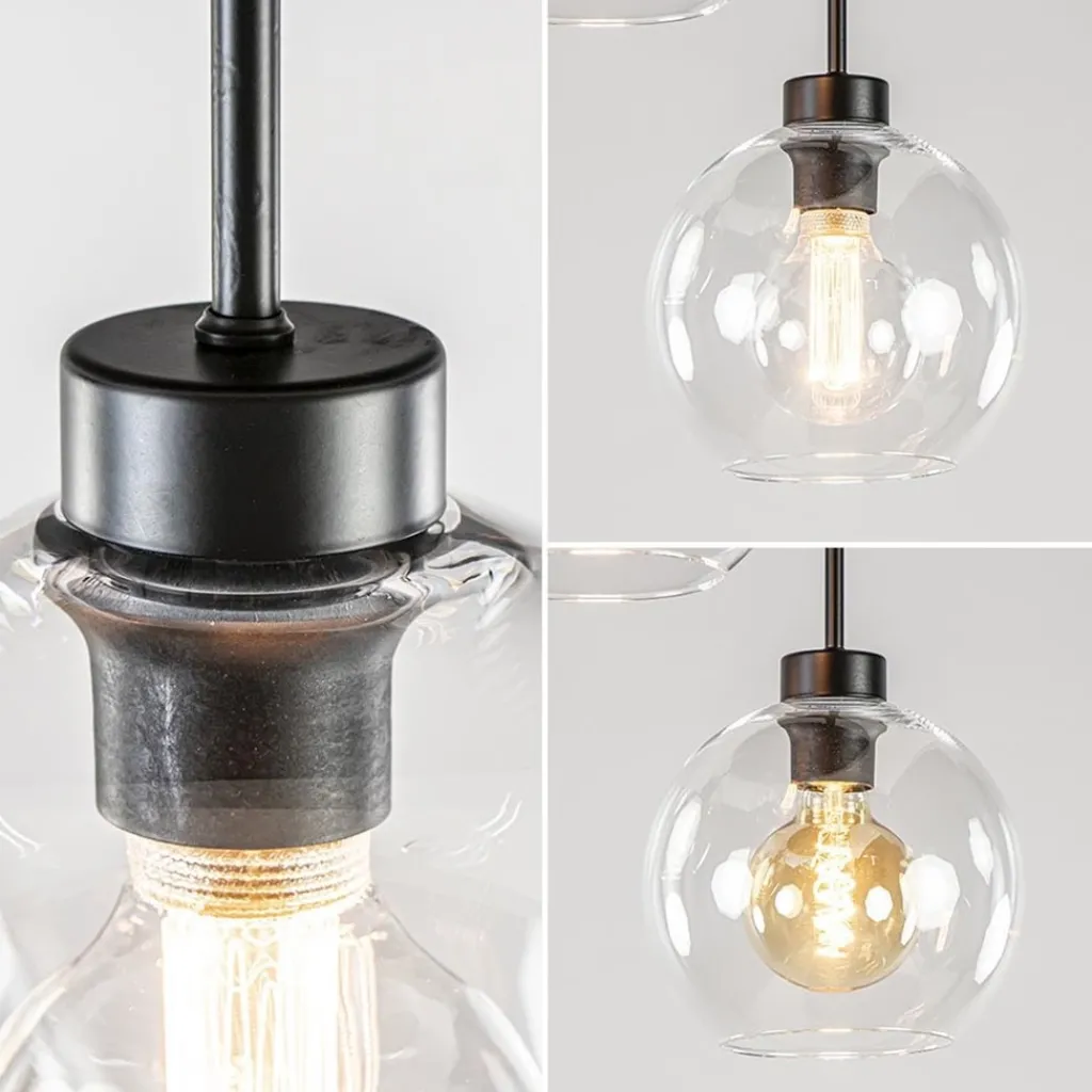 Straluma Moderne plafondlamp zwart met 20 cm helder glas> Halverlichting|Plafondlampen