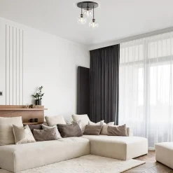 Straluma Moderne plafondlamp zwart met 20 cm helder glas><noscript><img width=