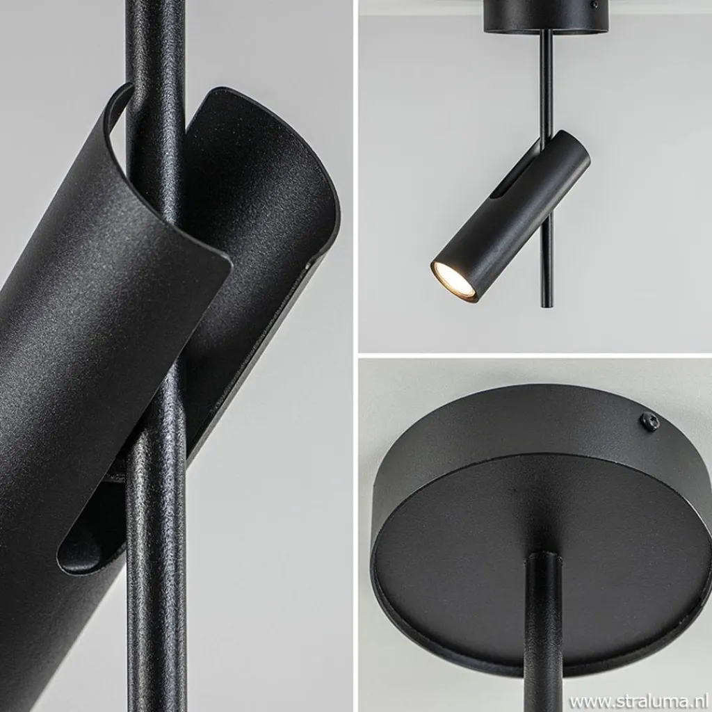 Straluma Moderne plafondspot zwart metaal verstelbaar> Opbouwspots|Slaapkamerlampen