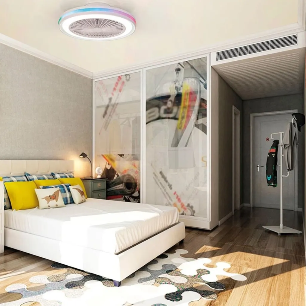 Straluma Moderne plafondventilator wit inclusief LED en color> Plafondlampen|Plafondventilatoren met lamp