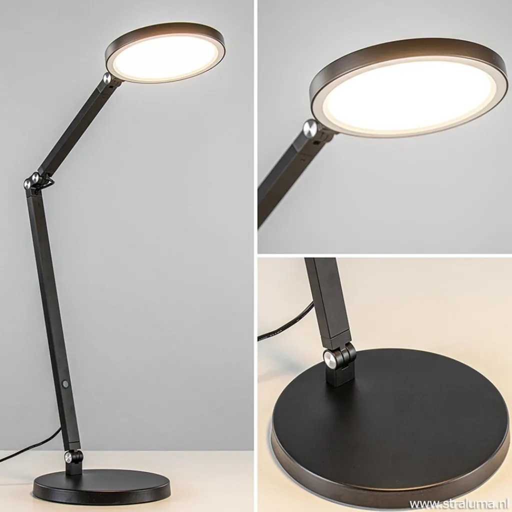 Straluma Moderne tafel/bureaulamp zwart met dimbaar LED> Tafellampen|Bureaulampen