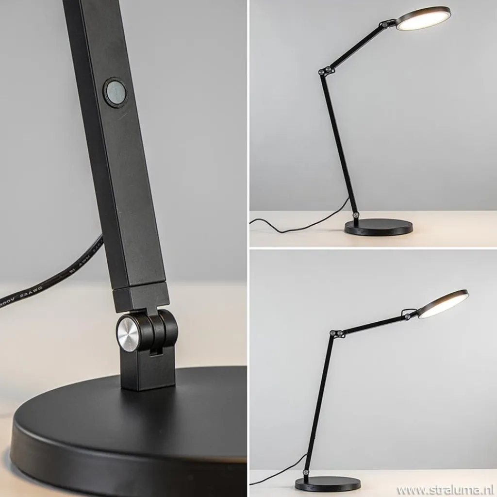 Straluma Moderne tafel/bureaulamp zwart met dimbaar LED> Tafellampen|Bureaulampen