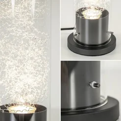 Straluma Moderne tafellamp cilinder helder glas met zwart en zilver></noscript> Slaapkamerlampen|Halverlichting