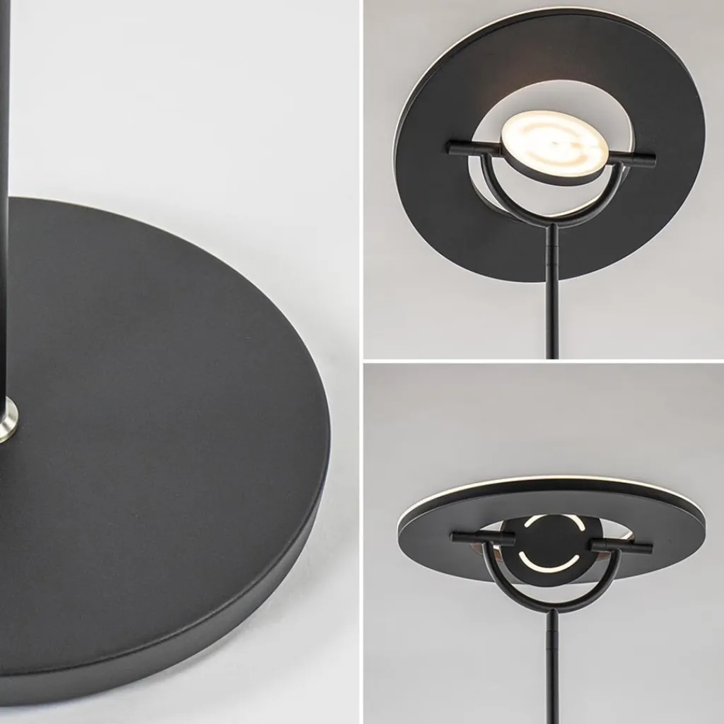 Straluma Moderne uplighter mat zwart met verstelbare leesarm> Vloerlampen|Leeslampen