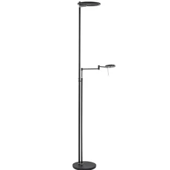 Straluma Moderne uplighter/leeslamp zwart met smoke glas> Vloerlampen|Leeslampen