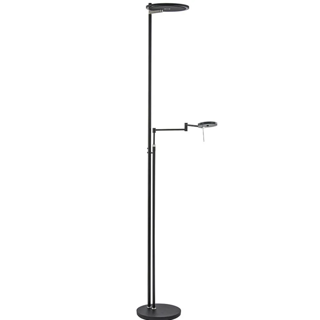 Straluma Moderne uplighter/leeslamp zwart met smoke glas> Vloerlampen|Leeslampen