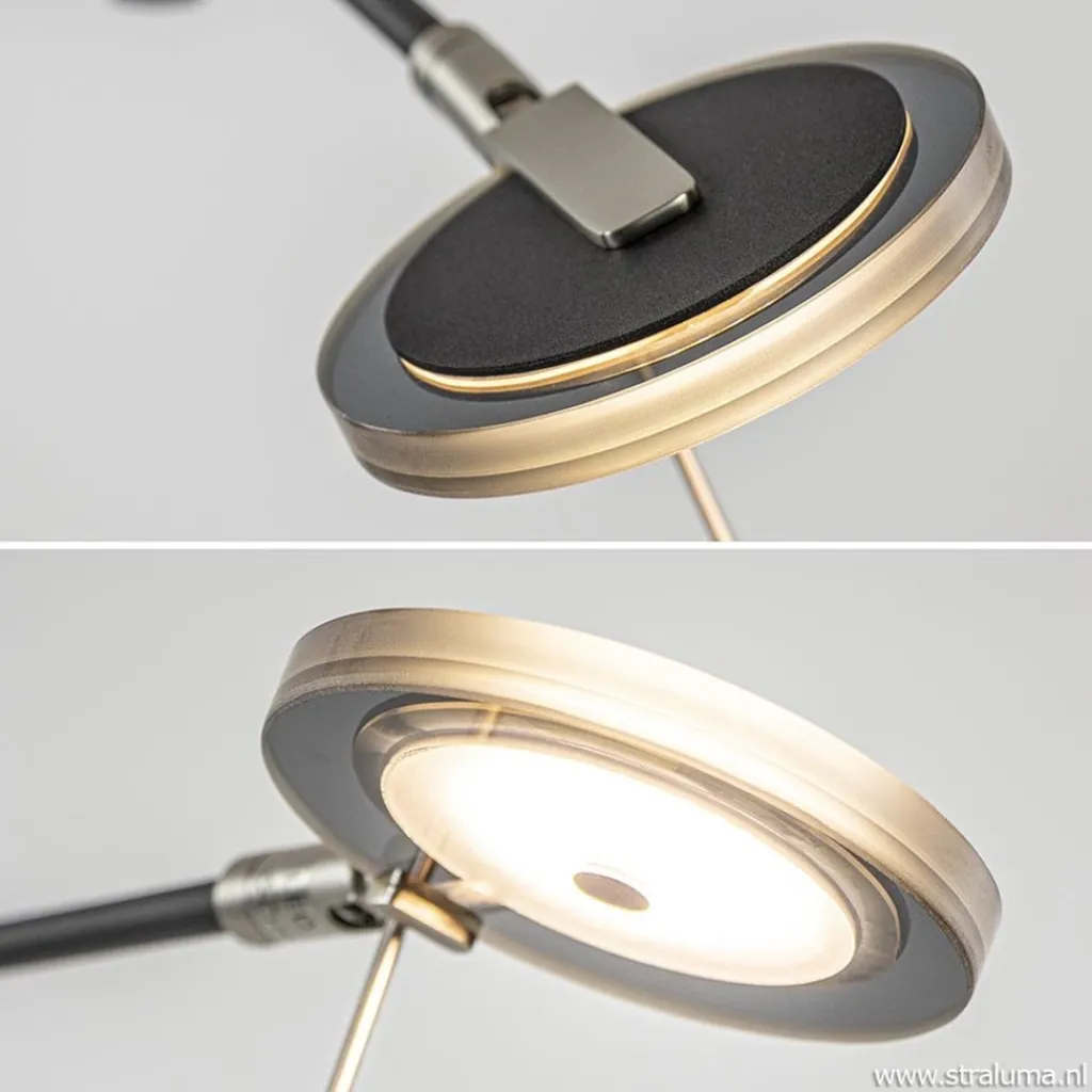 Straluma Moderne uplighter/leeslamp zwart met smoke glas> Vloerlampen|Leeslampen