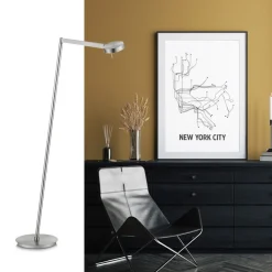 Straluma Moderne vloerlamp LED met touchdimmer - Nikkel></noscript> Vloerlampen|Leeslampen