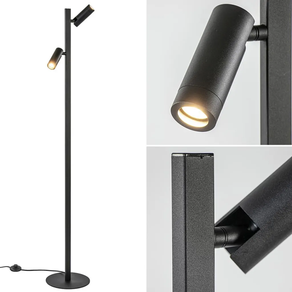 Straluma Moderne vloerlamp met verstelbare spots zwart/goud> Vloerlampen|Scandinavische Verlichting