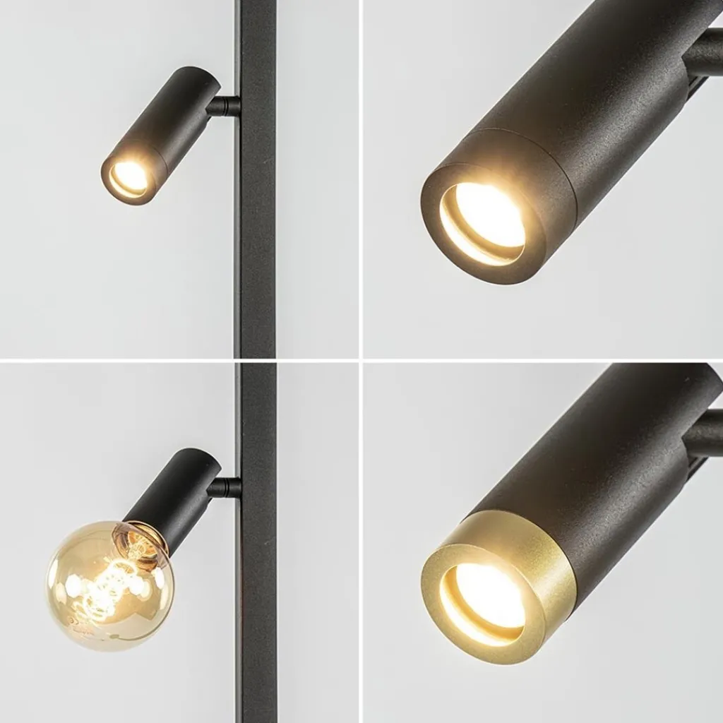 Straluma Moderne vloerlamp met verstelbare spots zwart/goud> Vloerlampen|Scandinavische Verlichting
